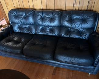 Navy leather couch