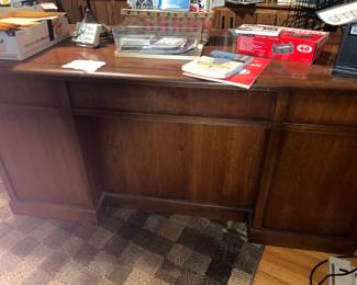 Large heavy wooden office desk MCM retro