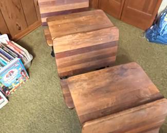 Antique children’s school desks iron and wood
