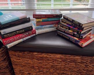 Assorted adult books, including Woods, Baldacci, Danielle Steel.