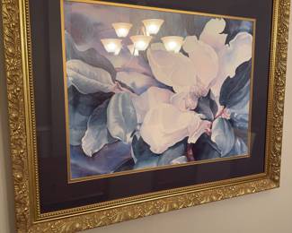 Large framed and matted magnolia art, 34"x28"