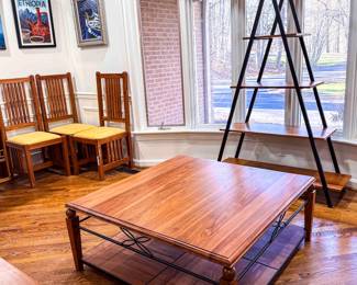 Solid Teak Custom Oneofakind Matching Coffee Table with Lower Shelf, from Cote dIvoire SODEFOR Plantation 43" x 17", MidLate 20th Century
