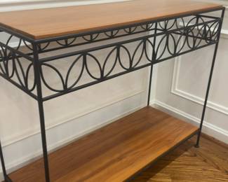 Solid Teak Custom Oneofakind Matching Console Table with Lower Shelf 39" x 16" x 32" from Cote dIvoire SODEFOR Plantation, MidLate 20th Century. 