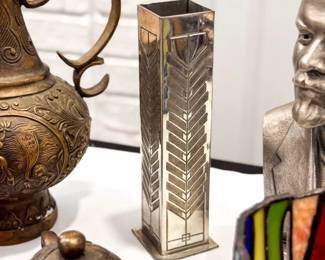 Frank Lloyd Wright Collection pewter Art Deco bud vase by Ortak Scotland