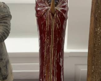 21" Standing Monk Figurine in Red Robes with Prayer Beads