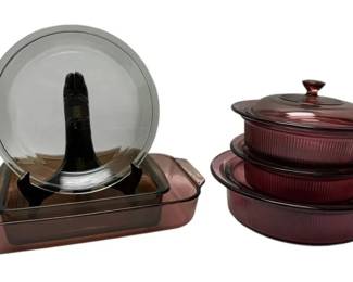 Pyrex Corning Vision Cranberry Dishes  More
