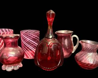 Cranberry Swirl Glass, Pitchers, More