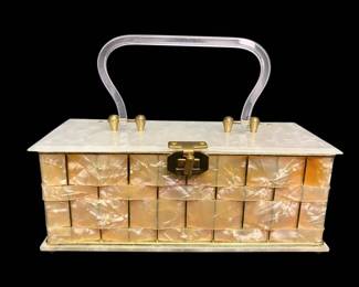 Vintage Llewellyn Inc. NYC Woven Lucite 50s Handbag