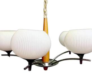 MCM White Globe Chandelier