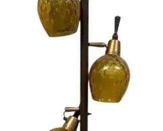 MCM Amber Glass Tension Pole Lamp