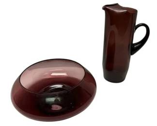 Amethyst Purple Glass Pitcher Bowl