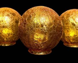 Three Vintage Amber Glass Globe Lamp Shades