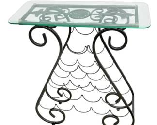 Glass Topped Metal Wine Rack