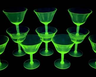 10 Uranium Sherbet Glasses