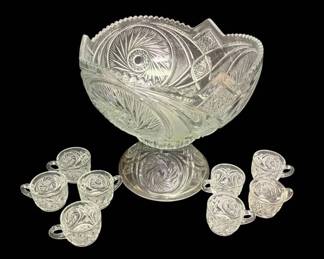 Clear Glass Punch Bowl Set