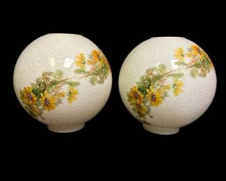 White Floral Globe Lamp Bases