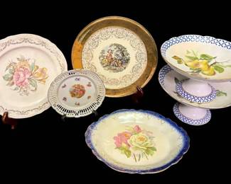 Porcelain Pedestal Bowls Plates
