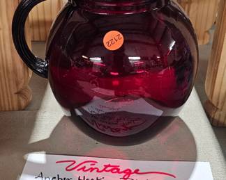 VINTAGE ANCHOR HOCKING RED PITCHER
