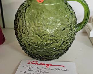 GREEN GLASS PITCHER