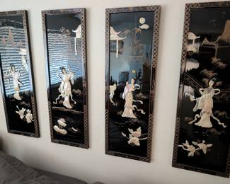 Set of pictures with mother of pearl inlay