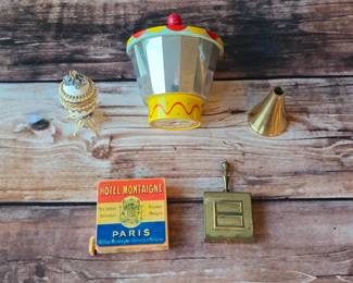 Red Raven Magic Mirror for record player, vintage portable ash tray, vintage Faberge style egg trinket box