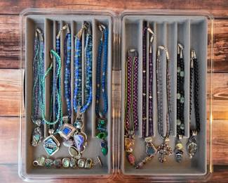 Sterling silver and gemstone necklaces from the Echo of the Dreamer line, Mars and Valentine, and Amy Kahn Russell