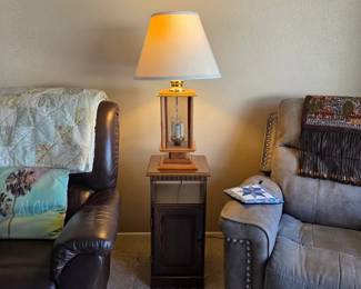 Vintage mirror and accent table with cabinet