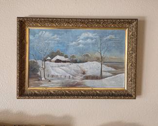 Gorgeous antique oil painting in ornate gold frame