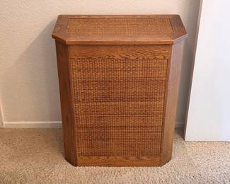 Vintage wood and rattan hamper