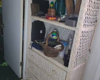 wicker shelf unit