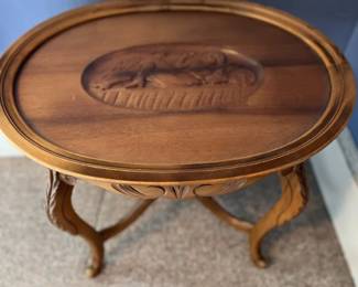 24 SolidCarvedWoodTablewithRemovableGlassTop