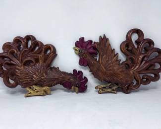 194 PairofHandPaintedCeramicRoosters