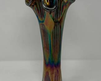 195 FentonDiamondandRibCarnivalGlassVase