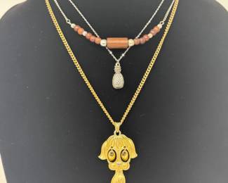 119 PineapplePendantVintageBohoPuppyEyesNecklaces