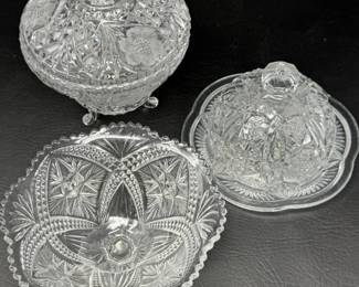 98 EarlyPressedGlassClocheCandyDishBowl