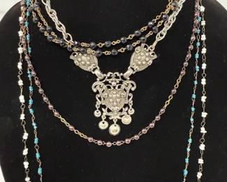 227 5CostumeBeadedChainNecklaces