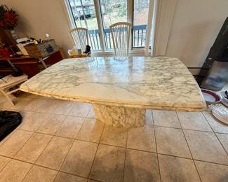 Marble Kitchen Table with Chairs (Needs TLC)