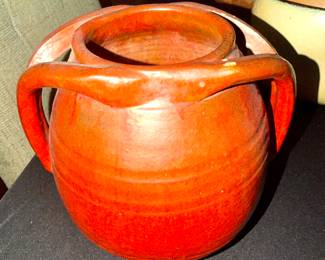 Red chrome split handle vase 10 inches high