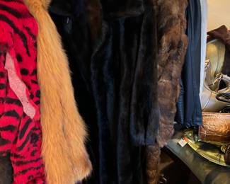 Vintage full length black Faux fur coat