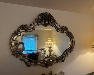 Gold mirror vintage syrocco Hollywood regency