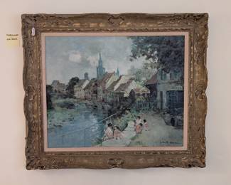 Children Playing by the French artist Jules René Hervé (1887-1981) framed print