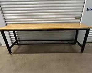 Craftsman Heavy-Duty Wooden Top Workbench on Steel Frame, Approx. 8 ft