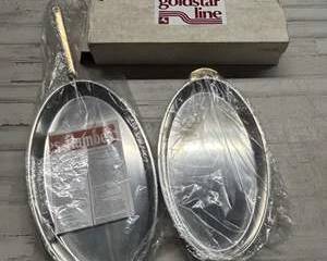 Springs Switzerland Goldstar Line Oval Stainless Steel Serving Pans w/ Brass Handles – Vintage Cookware Set