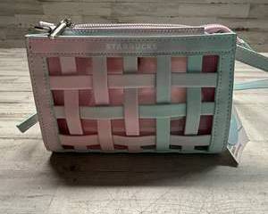 Starbucks Pastel Woven Mini Crossbody Bag Wristlet Purse – New With Tags, Pink & Mint