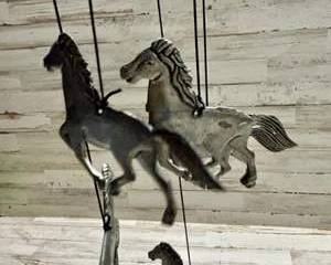 Horse Wind Chime Metal Hanging Mobile Equestrian Decor Garden Porch Western Style