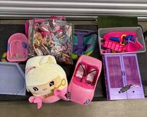 Barbie Doll Lot Accessories Clothes Car Furniture Plush Storage Playset Bundle