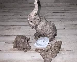 SHEP “The Herd” Elephant Figurine Lot – Signed by Martha Carey – Dusty, Nip & Calf Collectibles