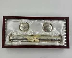 Silver Tone Baby Keepsake Set First Tooth & First Curl in Display Case