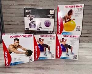 Weider Fitness Ball Lot 55cm 75cm Toning Wheel Everlast Stability Ball Exercise Set