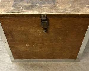 Wooden Storage Trunk w/ Camping & Outdoor Gear Contents – Coleman Fuel Canisters, Cookware, Accessories